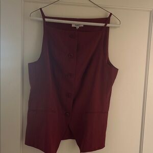 Madewell Burgundy Sleeveless Button-Down Top